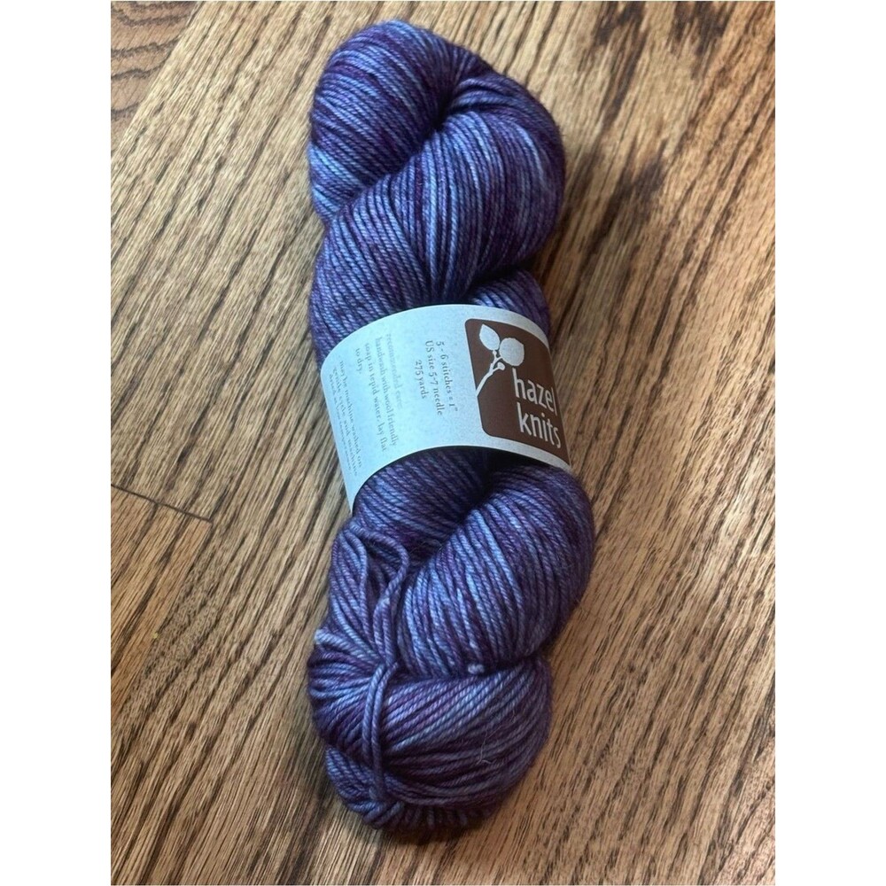 Hazel Knits Hand-Dyed Yarn Tonal Purple Lively DK Weight Iris Wool Nylon 275yds